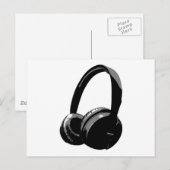 Zwarte en witte Pop Art Headphone Briefkaart (Voorkant / Achterkant)