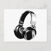 Zwarte en witte Pop Art Headphone Briefkaart (Voorkant)