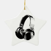 Zwarte en witte Pop Art Headphone Keramisch Ornament (Voorkant)