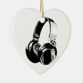Zwarte en witte Pop Art Headphone Keramisch Ornament (Rechts)