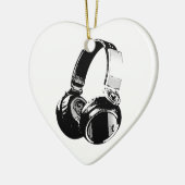 Zwarte en witte Pop Art Headphone Keramisch Ornament (Links)