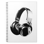 Zwarte en witte Pop Art Headphone Notitieboek (Voorkant)