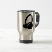 Zwarte en witte Pop Art Headphone Reisbeker (Voorkant rechts)