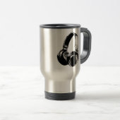Zwarte en witte Pop Art Headphone Reisbeker (Voorkant rechts)