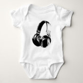 Zwarte en witte Pop Art Headphone Romper (Voorkant)