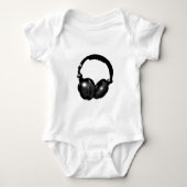 Zwarte en witte Pop Art Headphone Romper (Voorkant)