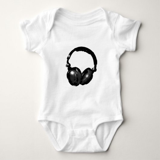 Zwarte en witte Pop Art Headphone Romper (Voorkant)