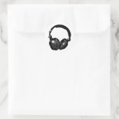 Zwarte en witte Pop Art Headphone Ronde Sticker (Tas)