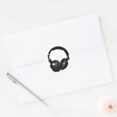 Zwarte en witte Pop Art Headphone Ronde Sticker (Envelop)