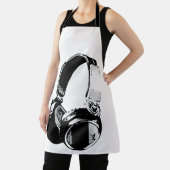 Zwarte en witte Pop Art Headphone Schort (Insitu)