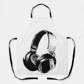 Zwarte en witte Pop Art Headphone Schort (Voorkant)