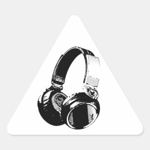 Zwarte en witte Pop Art Headphone Sticker