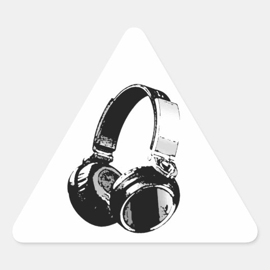 Zwarte en witte Pop Art Headphone Sticker (Voorkant)