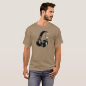 Zwarte en witte Pop Art Headphone T-shirt (Voorkant volledig)