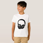 Zwarte en witte Pop Art Headphone T-shirt (Voorkant volledig)