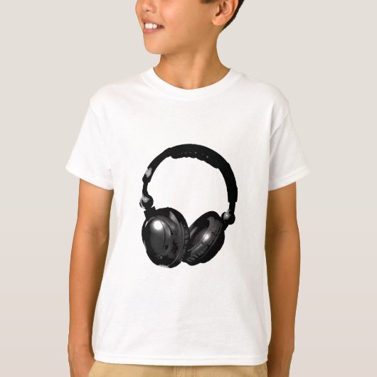 Zwarte en witte Pop Art Headphone T-shirt (Voorkant)