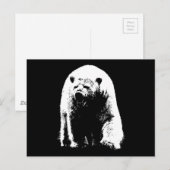 Zwarte en witte Pop Art Polar Beer Briefkaart (Voorkant / Achterkant)