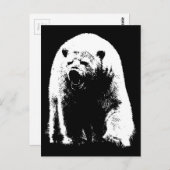 Zwarte en witte Pop Art Polar Beer Briefkaart (Voorkant / Achterkant)