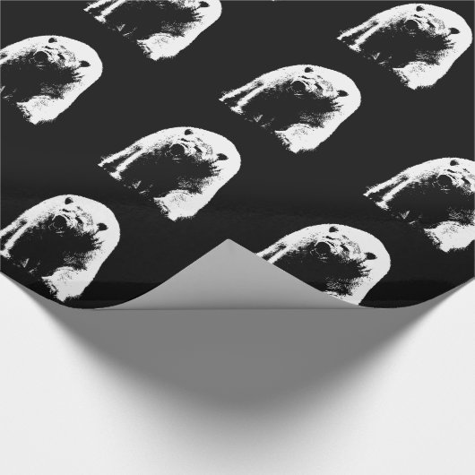 Zwarte en witte Pop Art Polar Beer Cadeaupapier (Hoek)