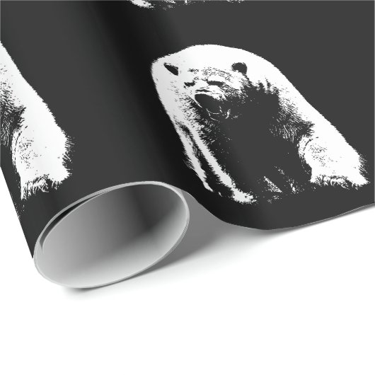 Zwarte en witte Pop Art Polar Beer Cadeaupapier (Rol Hoek)