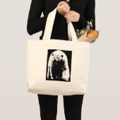 Zwarte en witte Pop Art Polar Beer Grote Tote Bag (Voorkant (product))