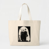 Zwarte en witte Pop Art Polar Beer Grote Tote Bag (Voorkant)