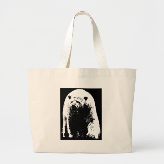 Zwarte en witte Pop Art Polar Beer Grote Tote Bag (Voorkant)