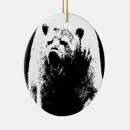 Zwarte en witte Pop Art Polar Beer Keramisch Ornament (Rechts)