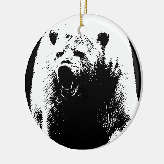 Zwarte en witte Pop Art Polar Beer Keramisch Ornament (Links)