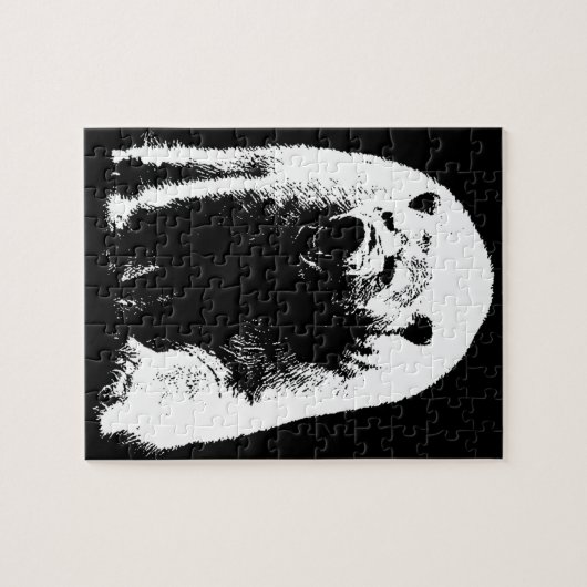 Zwarte en witte Pop Art Polar Beer Legpuzzel (Horizontaal)