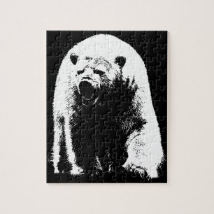 Zwarte en witte Pop Art Polar Beer Legpuzzel