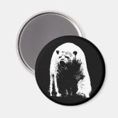 Zwarte en witte Pop Art Polar Beer Magneet (Voorkant / Achterkant)