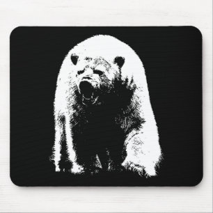 Zwarte en witte Pop Art Polar Beer Muismat