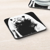 Zwarte en witte Pop Art Polar Beer Onderzetter (Linkerzijde)