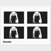 Zwarte en witte Pop Art Polar Beer Rechthoekige Sticker (Vel)