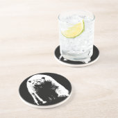 Zwarte en witte Pop Art Polar Beer Zandsteen Onderzetter (Zijkant)