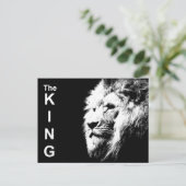 Zwarte en witte Pop Art Sjabloon Lion Head Moderne Briefkaart (Staand voorkant)