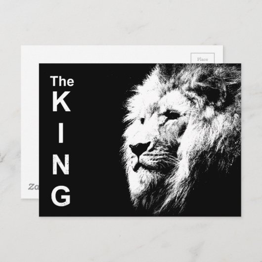 Zwarte en witte Pop Art Sjabloon Lion Head Moderne Briefkaart (Voorkant / Achterkant)
