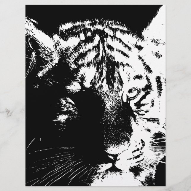 Zwarte en witte Pop Art Tiger (Voorkant)