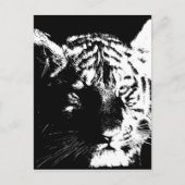 Zwarte en witte Pop Art Tiger Briefkaart (Voorkant)