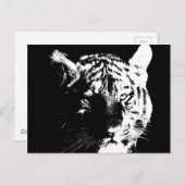 Zwarte en witte Pop Art Tiger Briefkaart (Voorkant / Achterkant)