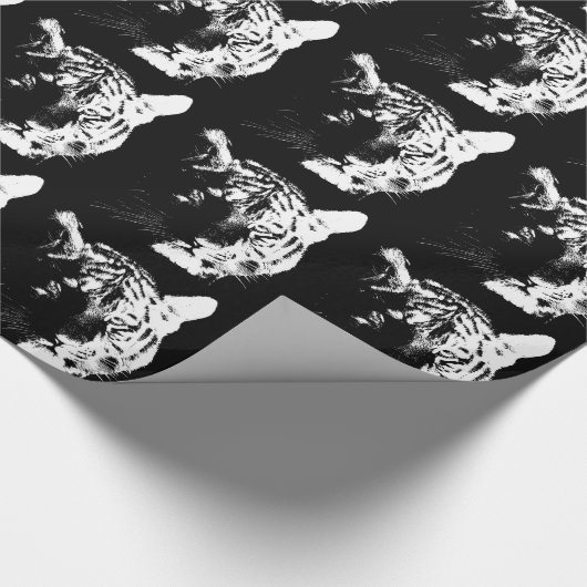 Zwarte en witte Pop Art Tiger Cadeaupapier (Hoek)