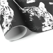 Zwarte en witte Pop Art Tiger Cadeaupapier (Rol Hoek)