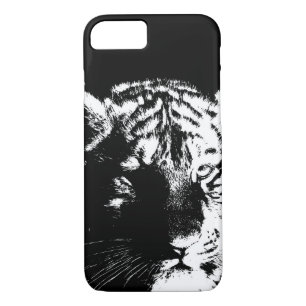 Zwarte en witte Pop Art Tiger Case-Mate iPhone Case