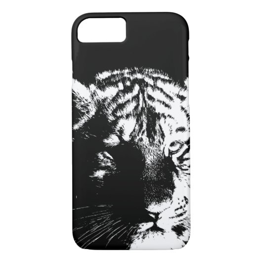 Zwarte en witte Pop Art Tiger Case-Mate iPhone Case (Achterkant)