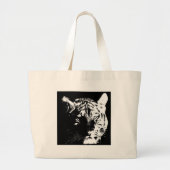 Zwarte en witte Pop Art Tiger Grote Tote Bag (Voorkant)