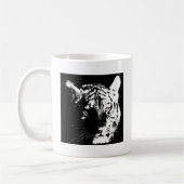 Zwarte en witte Pop Art Tiger Koffiemok (Links)