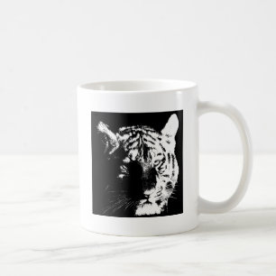 Zwarte en witte Pop Art Tiger Koffiemok