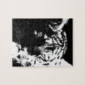 Zwarte en witte Pop Art Tiger Legpuzzel (Horizontaal)
