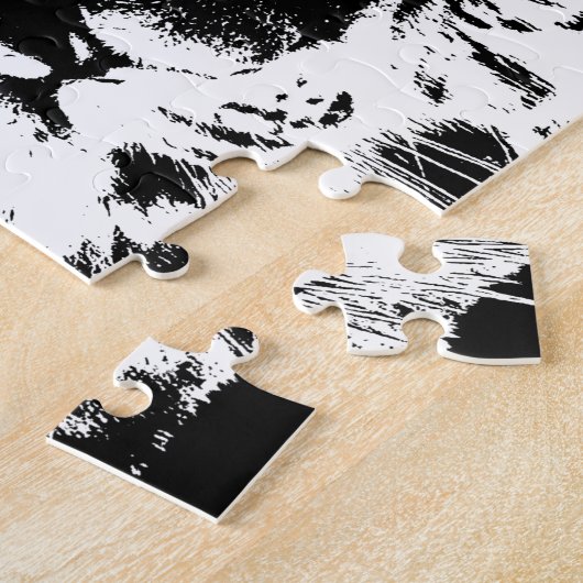 Zwarte en witte Pop Art Tiger Legpuzzel (Zijkant)